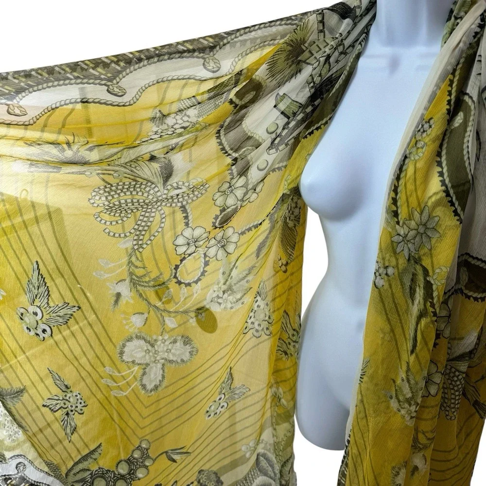 Unbranded Yellow and Green Floral Print Boho Statement Maxi‎ Scarf Summer Event